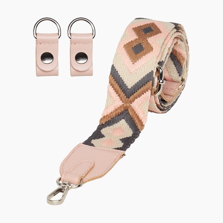 O bag shoulder strap 80/120 | greek rhombus design | smoke pink