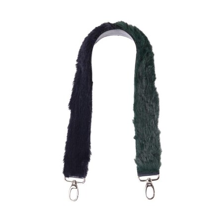 O bag shoulder strap 80 cm | faux lapin rex fur | navy blue & green forest | SALE